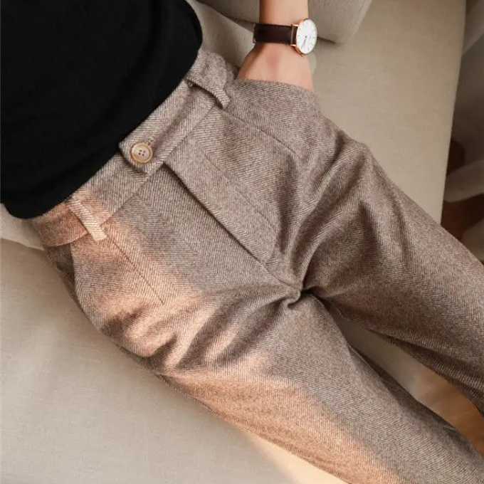Julian Tailored Warm Herringbone Dress Pants