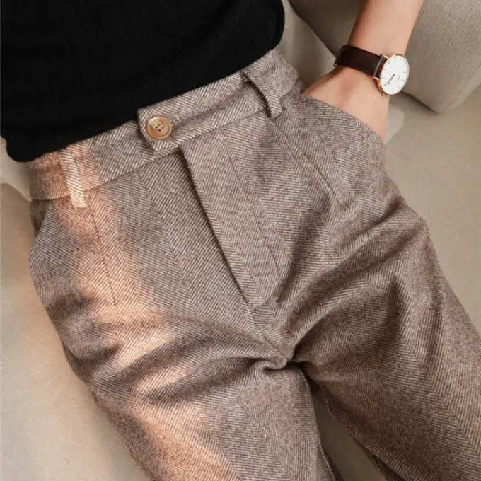 Julian Tailored Warm Herringbone Dress Pants