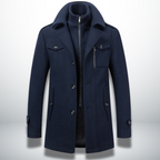 Michael Men's Wool Blend Pea Coat with Stand Collar
