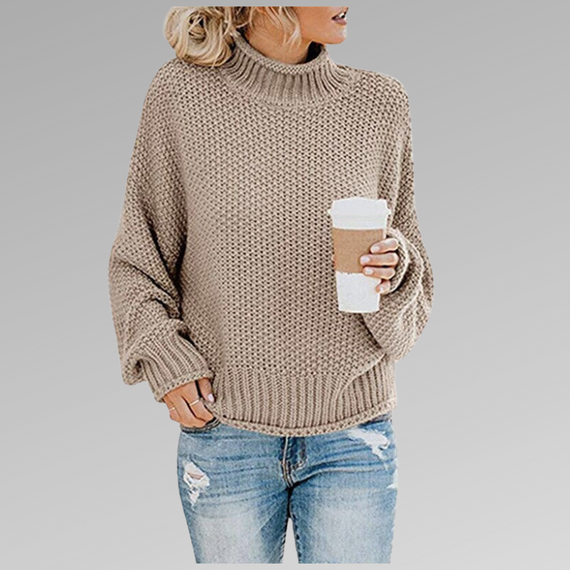 Natasha Women's Oversized Turtleneck Knit Sweater for Fall