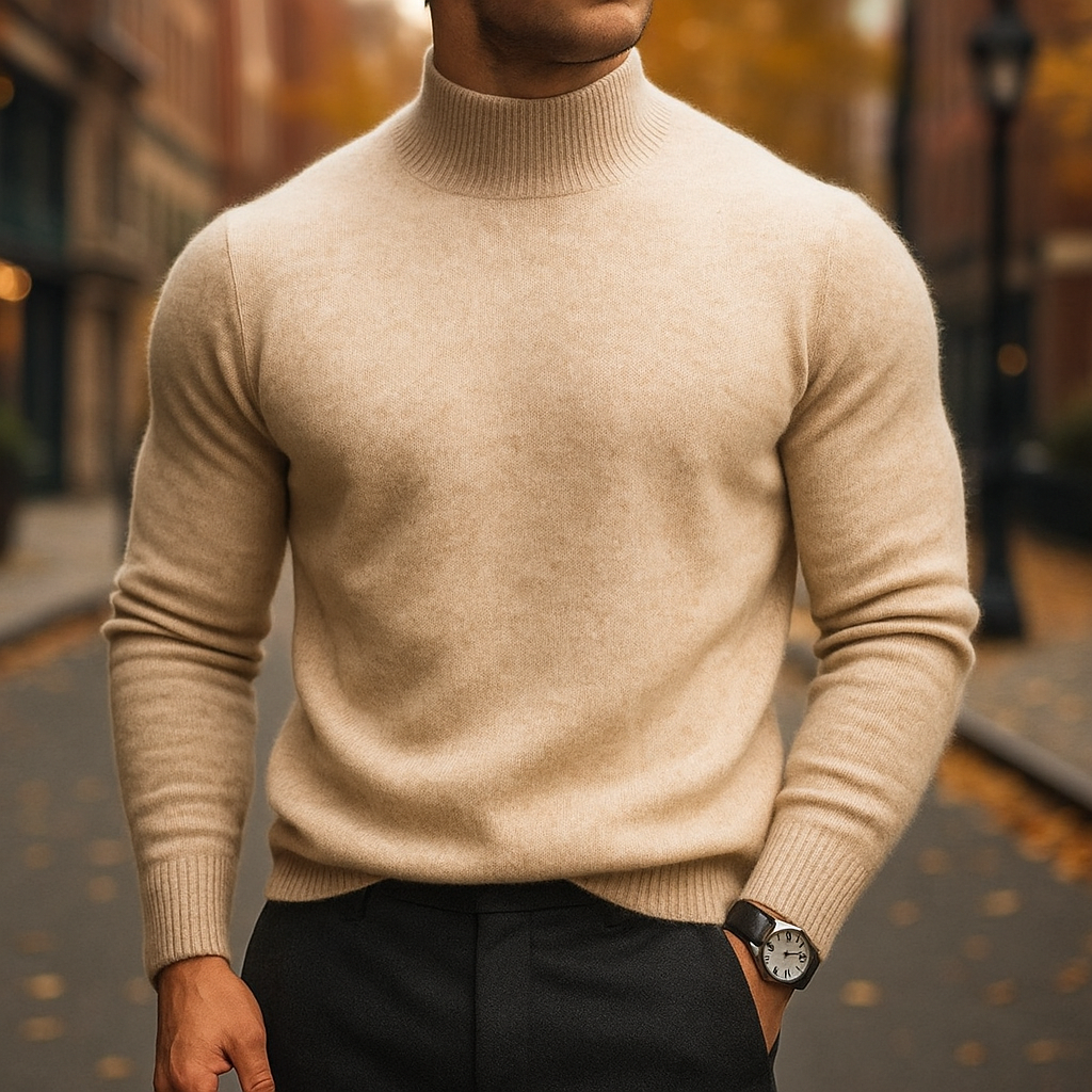Reid Lightweight Classic Merino Mock Neck Sweater