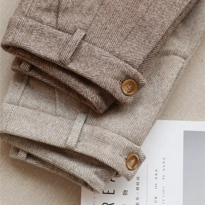Julian Tailored Warm Herringbone Dress Pants