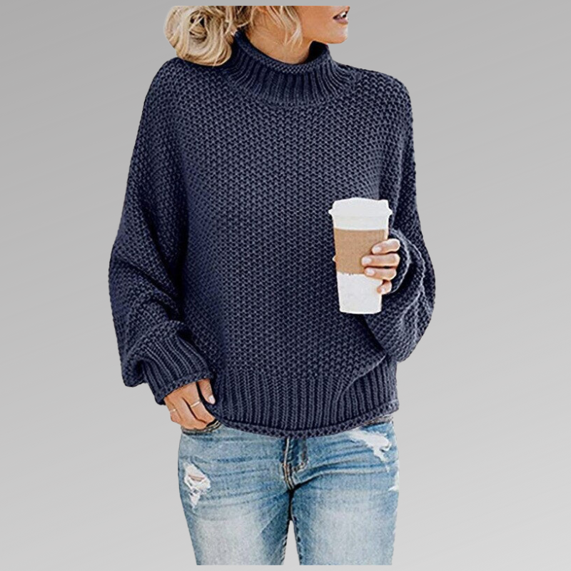 Natasha Women's Oversized Turtleneck Knit Sweater for Fall