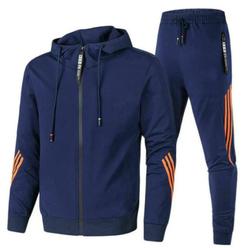 David Men's Athletic Full-Zip Hoodie and Jogger Tracksuit Set