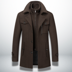 Michael Men's Wool Blend Pea Coat with Stand Collar