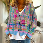 Ottilie Oversized Boho Floral V Neck Cardigan