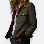 Halie Stylish Herringbone Tweed Blazer Jacket for Women