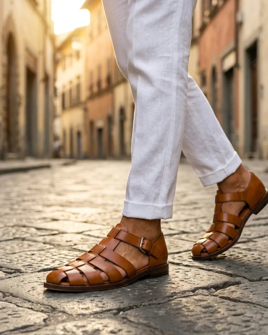 Silvio Men's Woven Leather Fisherman Sandals