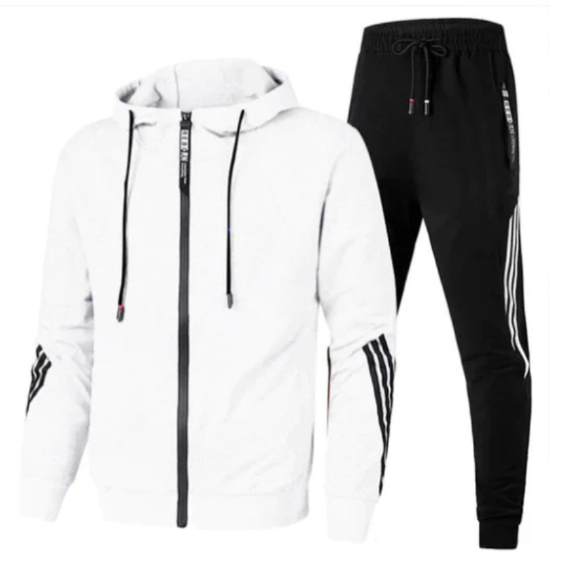 David Men's Athletic Full-Zip Hoodie and Jogger Tracksuit Set