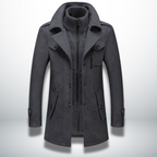 Michael Men's Wool Blend Pea Coat with Stand Collar