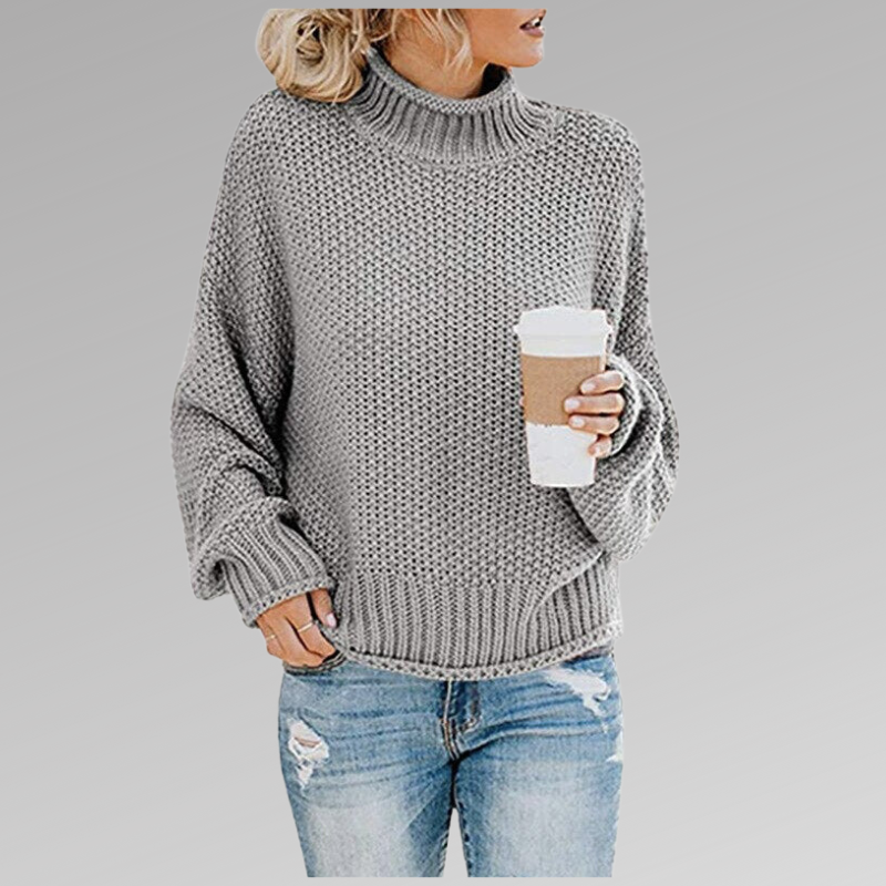 Natasha Women's Oversized Turtleneck Knit Sweater for Fall