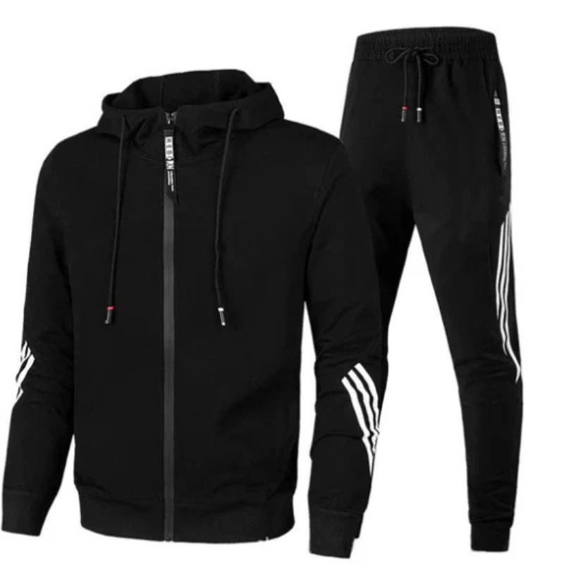 David Men's Athletic Full-Zip Hoodie and Jogger Tracksuit Set
