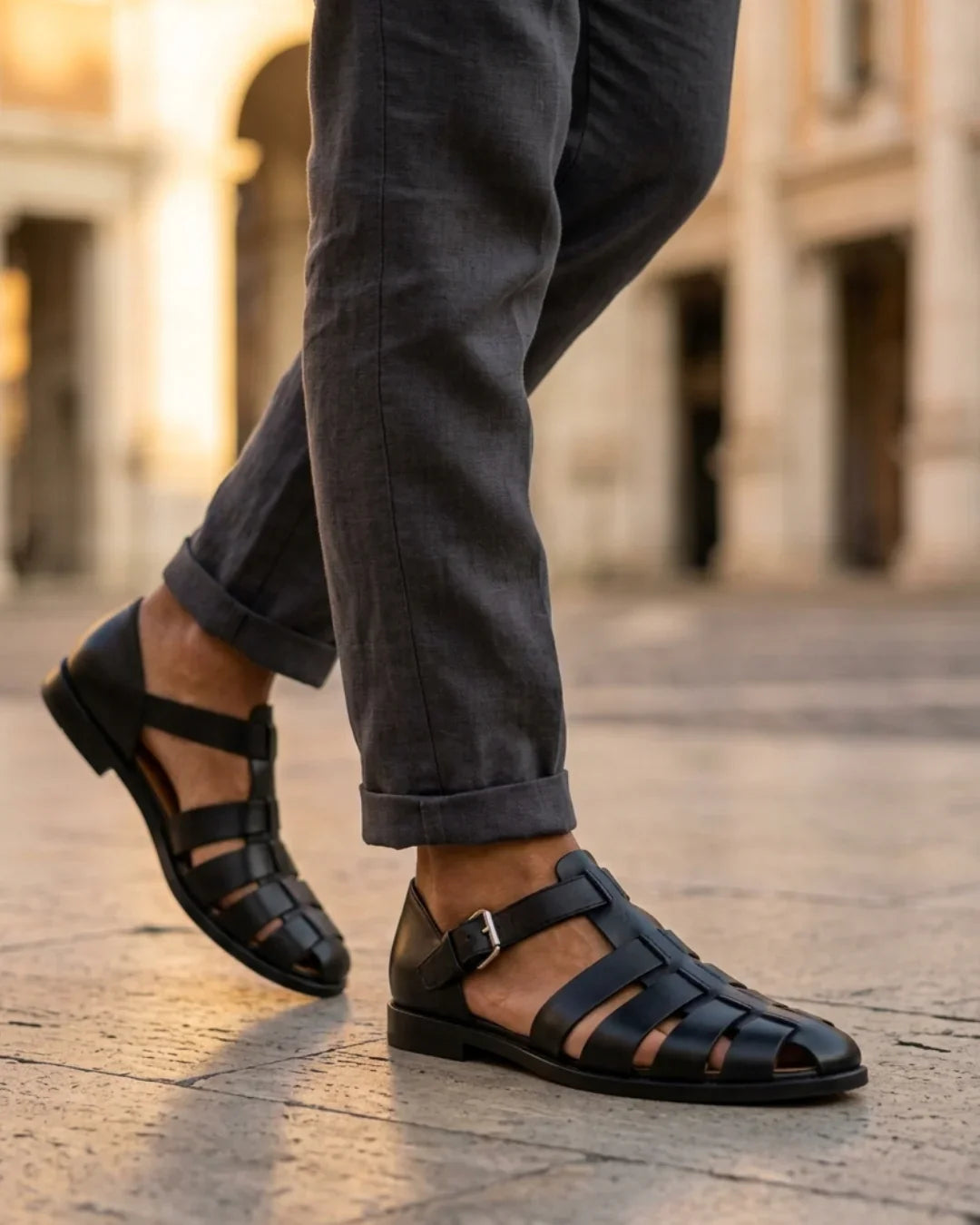 Silvio Men's Woven Leather Fisherman Sandals