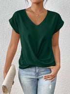 Lucille Elegant Casual Twist V Neck Tee