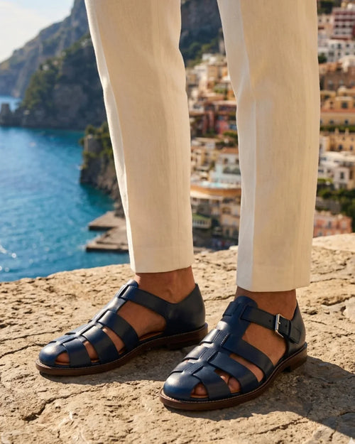 Silvio Men's Woven Leather Fisherman Sandals