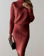 Odette Elegant Turtleneck Sweater Skirt Set