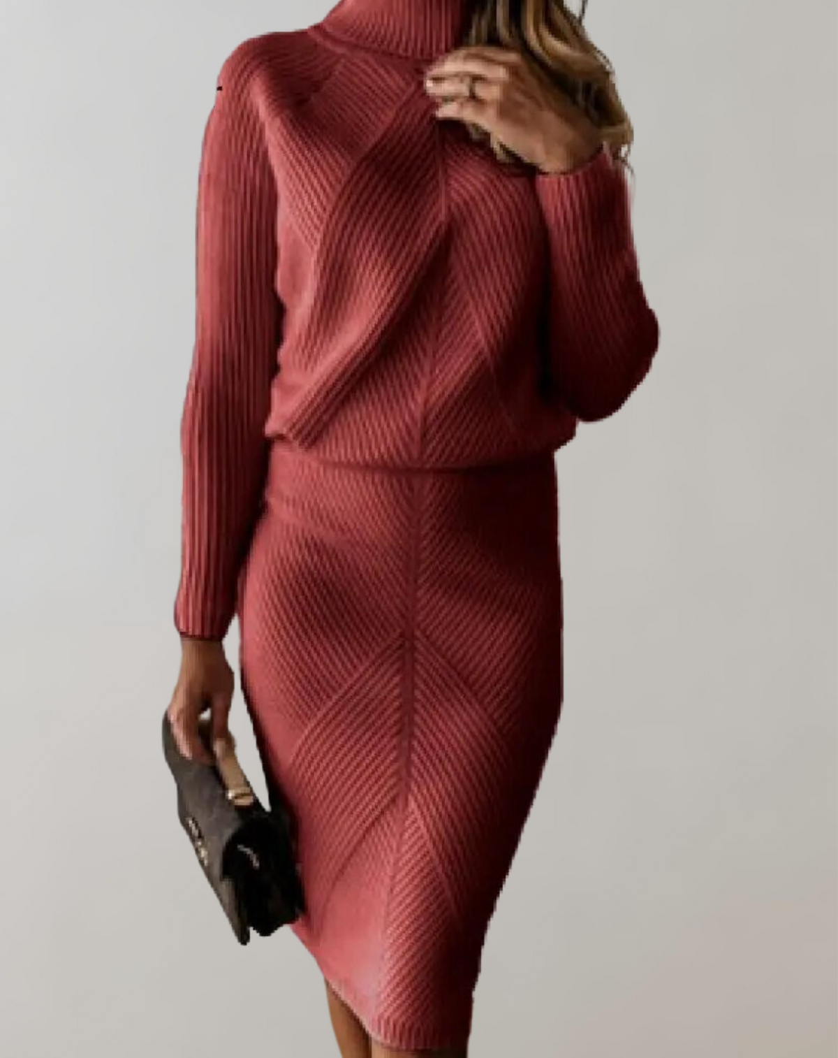 Odette Elegant Turtleneck Sweater Skirt Set