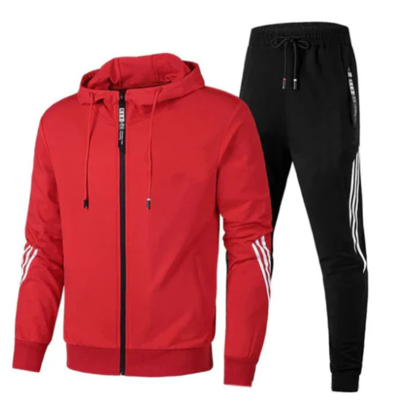 David Men's Athletic Full-Zip Hoodie and Jogger Tracksuit Set