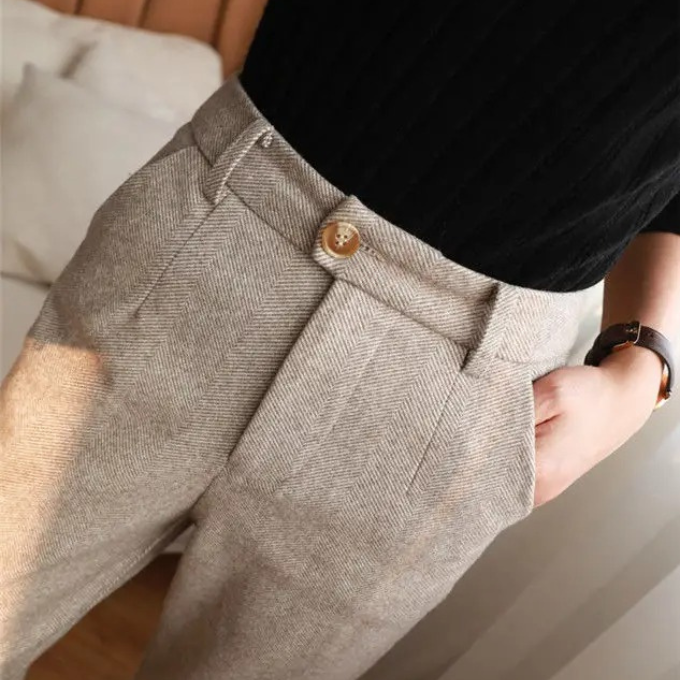 Julian Tailored Warm Herringbone Dress Pants