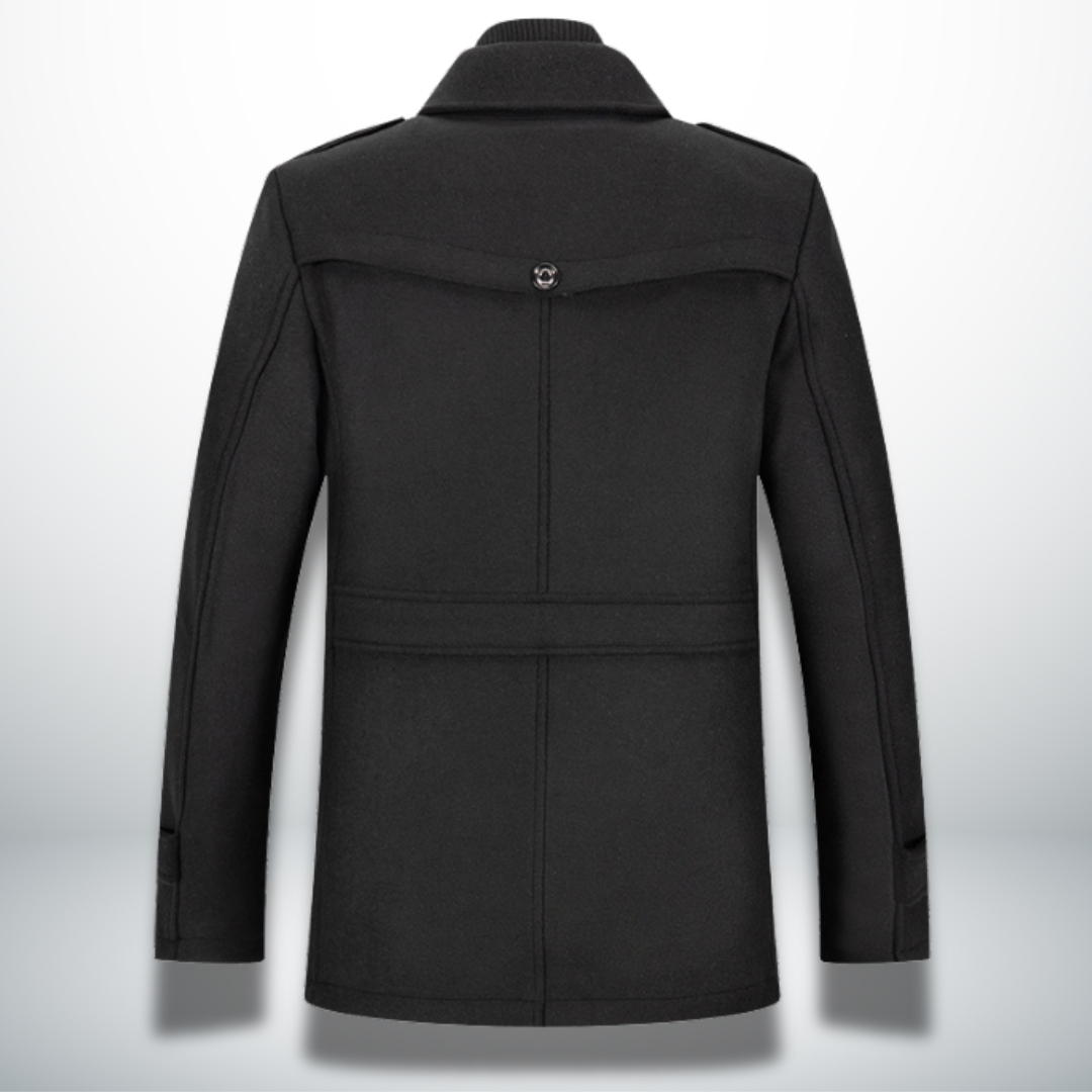 Michael Men's Wool Blend Pea Coat with Stand Collar
