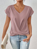 Lucille Elegant Casual Twist V Neck Tee