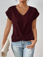 Lucille Elegant Casual Twist V Neck Tee
