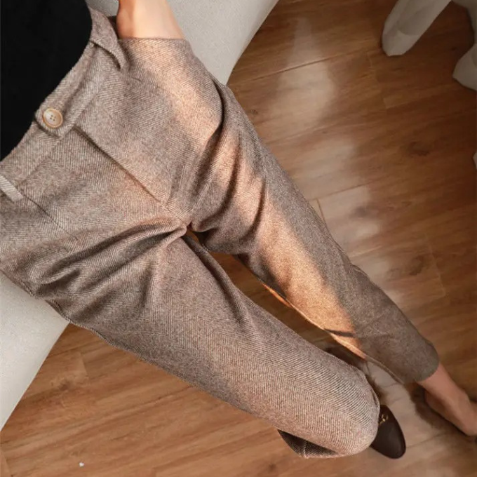 Julian Tailored Warm Herringbone Dress Pants