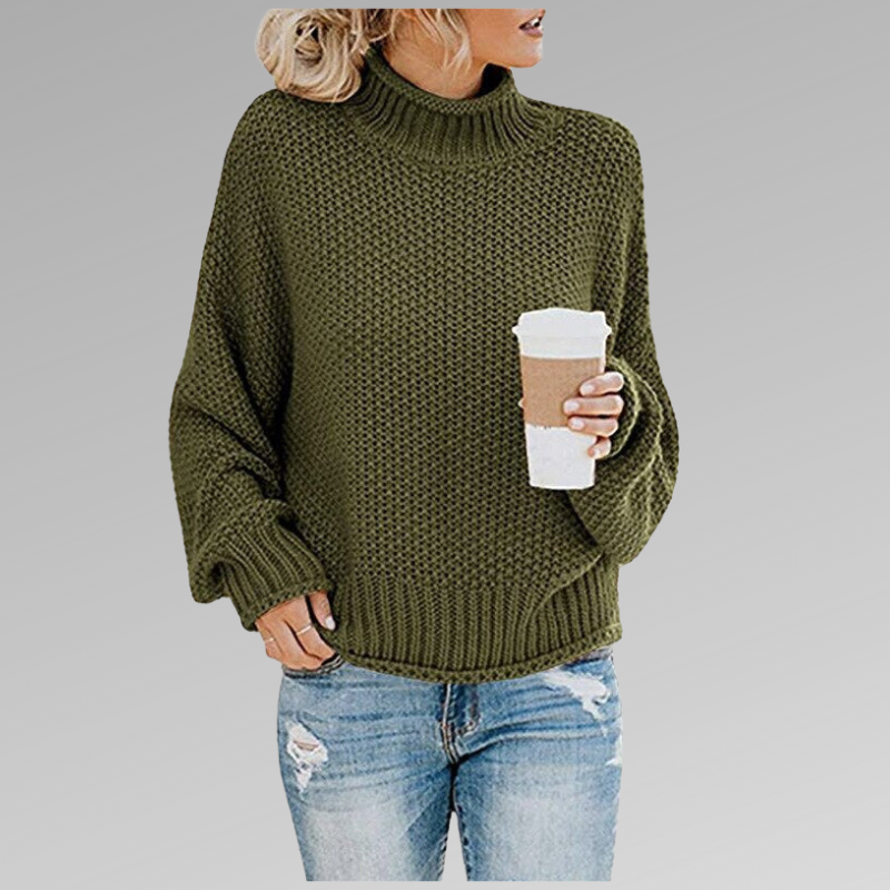 Natasha Women's Oversized Turtleneck Knit Sweater for Fall
