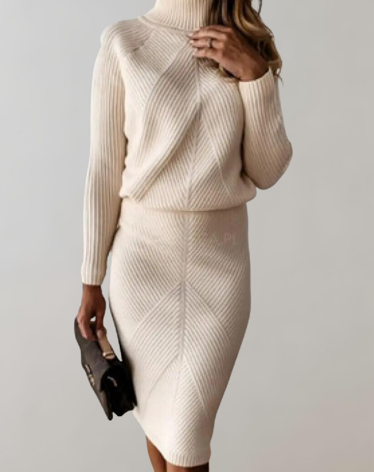 Odette Elegant Turtleneck Sweater Skirt Set