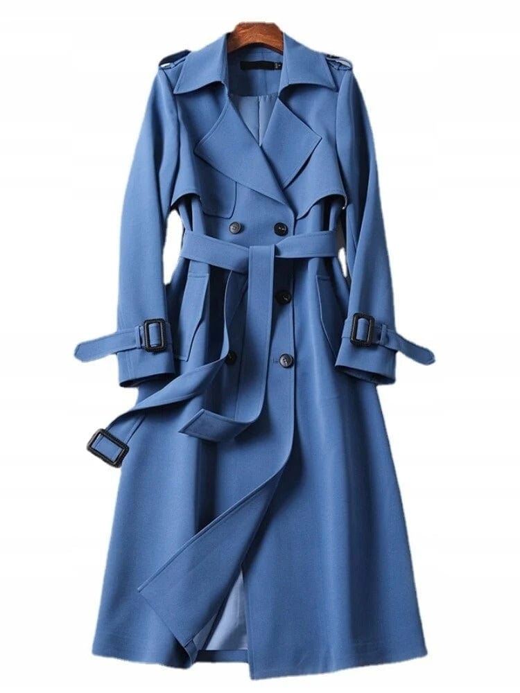 Women's Stylish Double-Breasted Belted Trench Coat