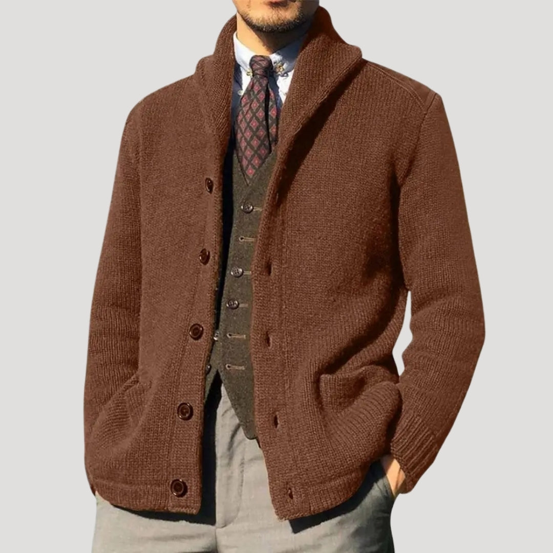 Maddox Men's Lapel Collar Cardigan Sweater