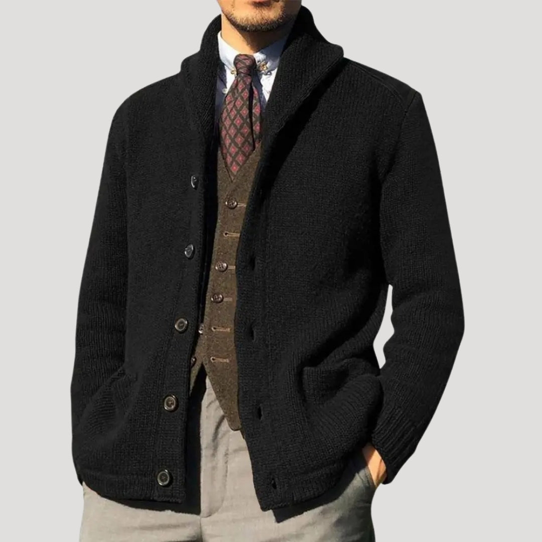 Maddox Men's Lapel Collar Cardigan Sweater