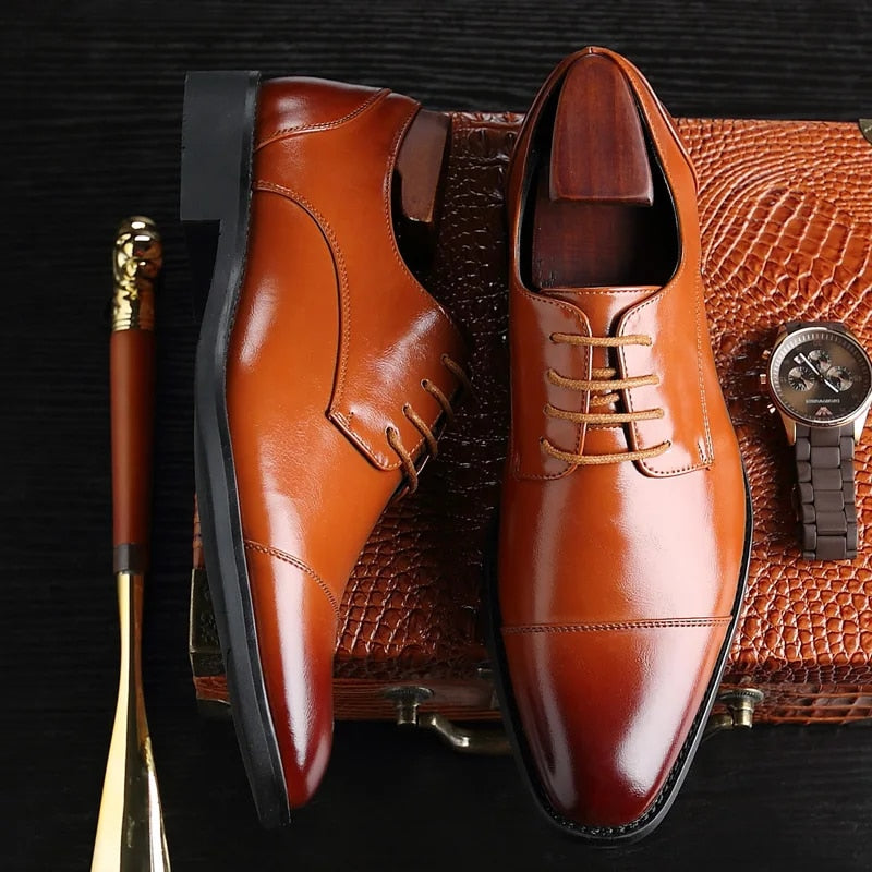 Montague Comfortable Leather Cap Toe Oxford Shoes