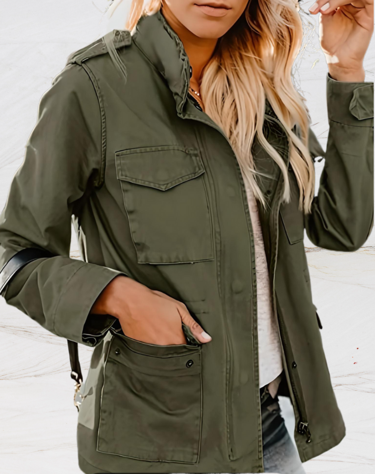 Josie Casual Lightweight Cotton Utility Jacket