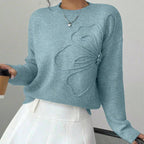 Marcella Soft Floral Embroidered Crew Neck Sweater