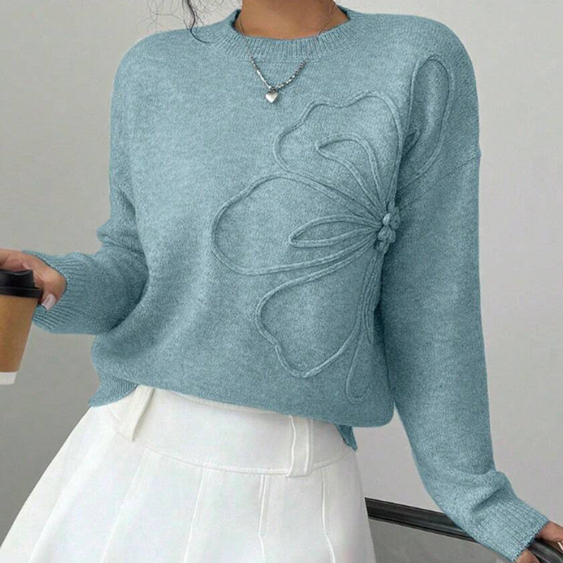 Marcella Soft Floral Embroidered Crew Neck Sweater