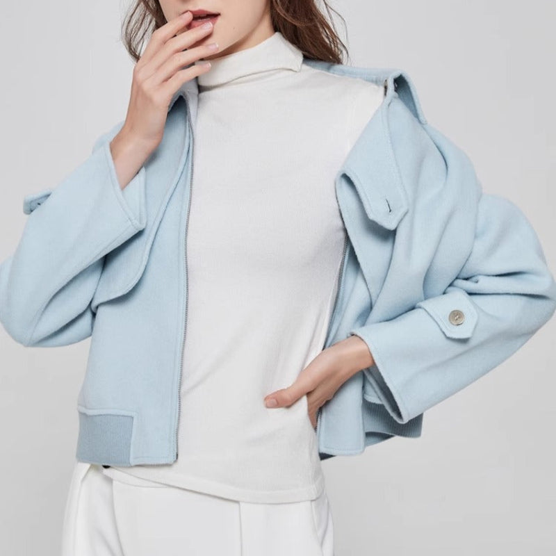 Liliana Elegant Wool Cropped Collared Jacket