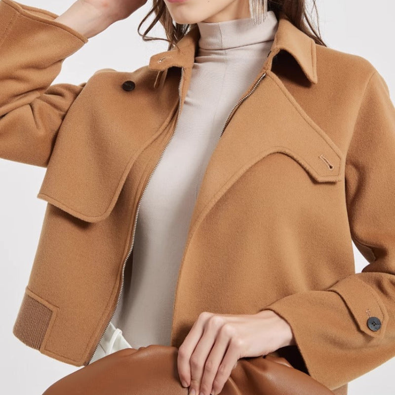 Liliana Elegant Wool Cropped Collared Jacket
