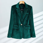 Rosabel Elegant Corduroy Longline Tailored Blazer