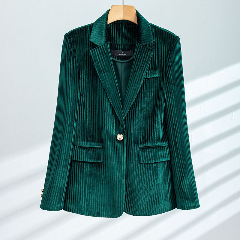 Rosabel Elegant Corduroy Longline Tailored Blazer