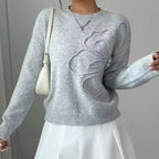 Marcella Soft Floral Embroidered Crew Neck Sweater