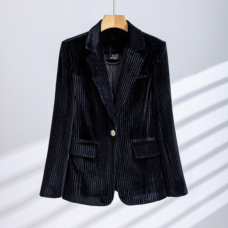 Rosabel Elegant Corduroy Longline Tailored Blazer