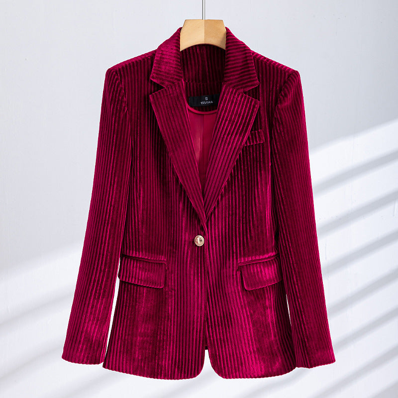 Rosabel Elegant Corduroy Longline Tailored Blazer