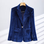 Rosabel Elegant Corduroy Longline Tailored Blazer