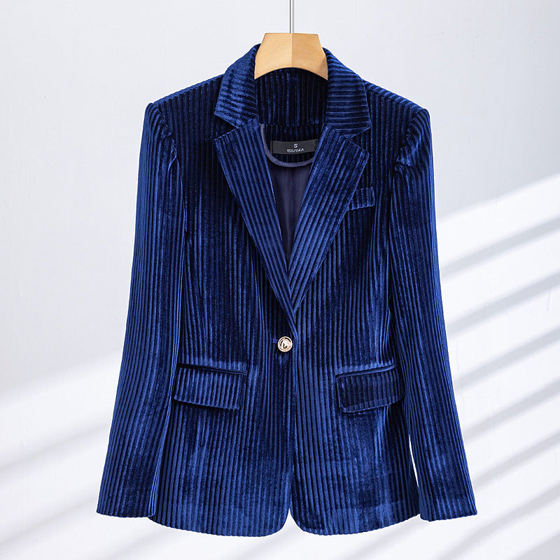 Rosabel Elegant Corduroy Longline Tailored Blazer