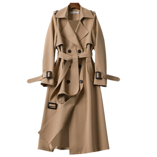 Women's Stylish Double-Breasted Belted Trench Coat