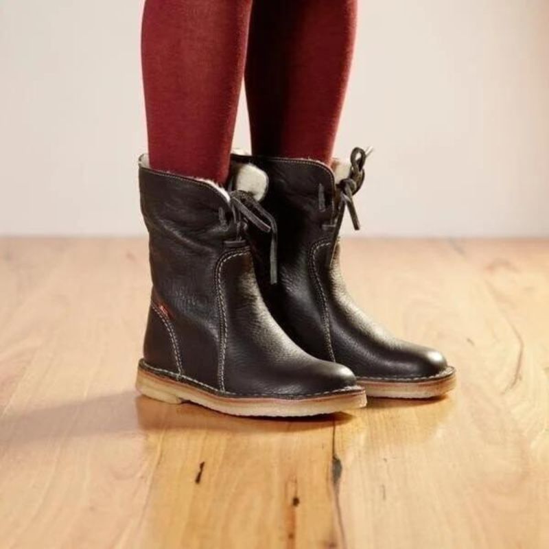 Larkin Women's Leather Fur Lined Mid Calf Boots