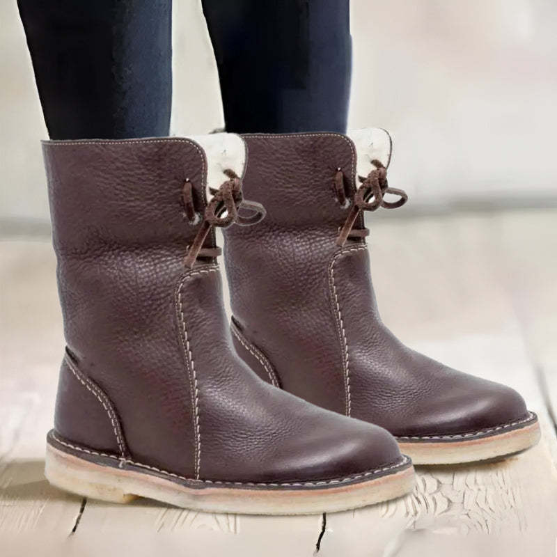 Larkin Women's Leather Fur Lined Mid Calf Boots