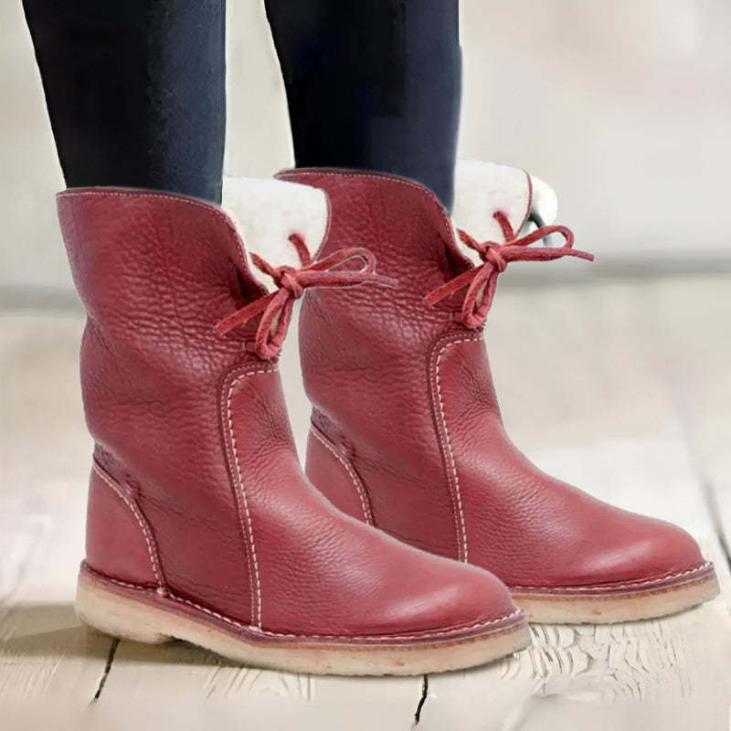 Larkin Women's Leather Fur Lined Mid Calf Boots