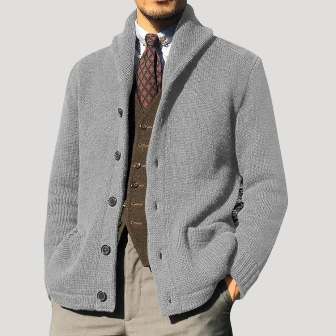 Maddox Men's Lapel Collar Cardigan Sweater
